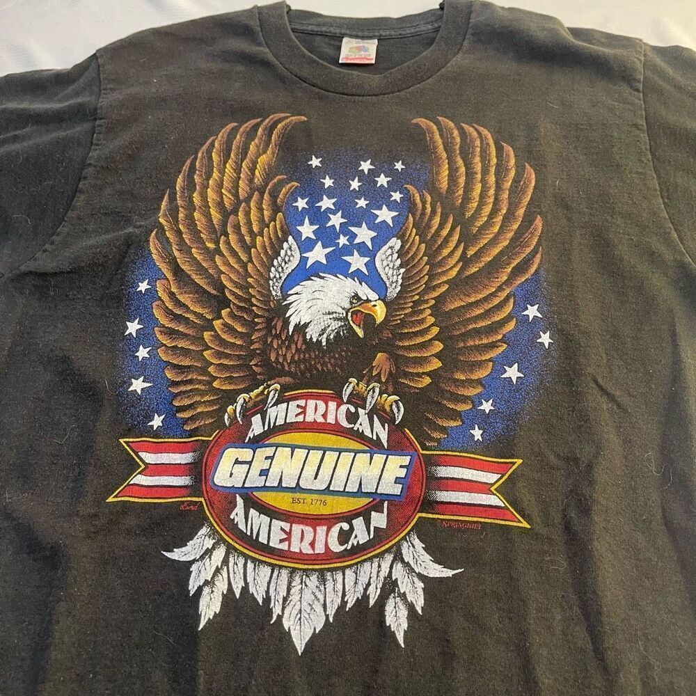 Harley Davidson VTG 90s Eagle Black Single Stitch T-Shirt Size Large